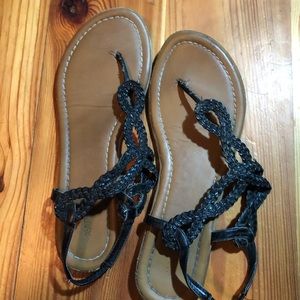 Black slip on sandals